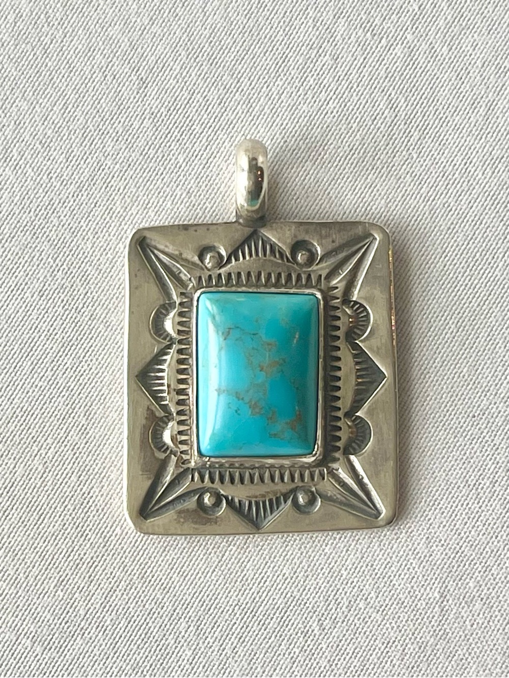 Vintage Southwestern Sterling Silver Turquoise Pendant